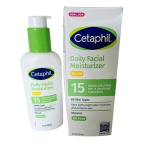 Cetaphil Daily Face Moisturizer SPF 15 UVA UVB Sunscreen All Skin Types 4oz NEW